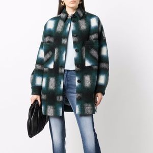 IRO Harwel Oversized Checked Brushed Wool-Blend Felt Coat